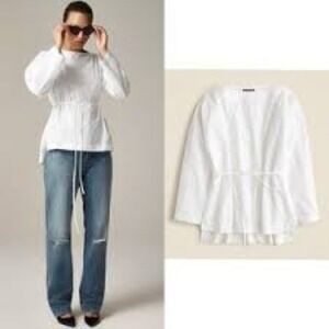 J.Crew Larisa  Cotton Poplin Top Womens S Coastal Resort Classic Clean Girl NWT